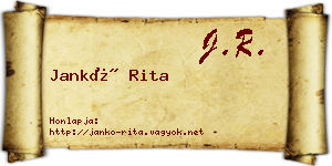 Jankó Rita névjegykártya